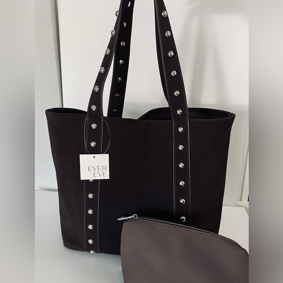 Evereve Sloane Studded Suede Leather Tote Bag NWT - Picture 6 of 14